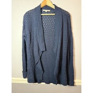 Loft Open Front Cardigan Size Small Navy Blue 100% Cotton